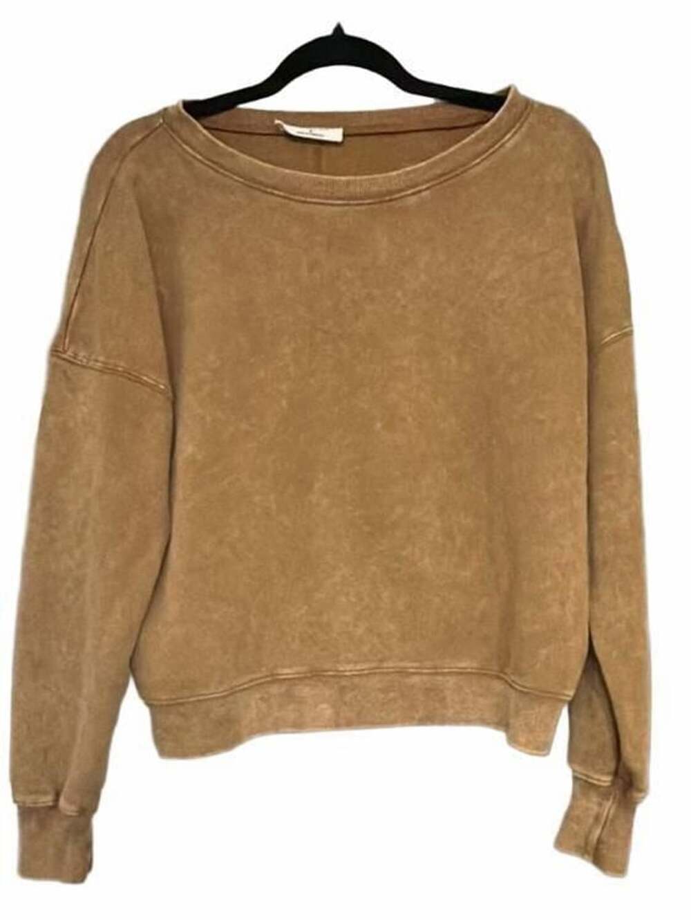 Zenana Acid Wash Sweatshirt Size S Brown Mineral Washed Pullover
